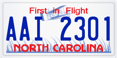 NC license plate AAI2301
