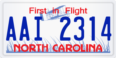 NC license plate AAI2314