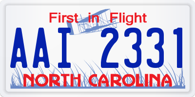 NC license plate AAI2331