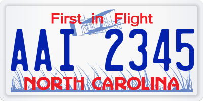NC license plate AAI2345
