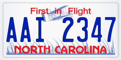 NC license plate AAI2347