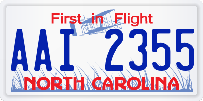 NC license plate AAI2355