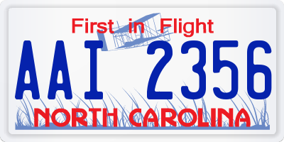 NC license plate AAI2356