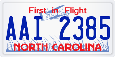 NC license plate AAI2385
