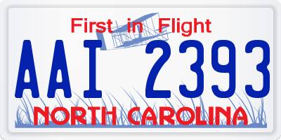 NC license plate AAI2393