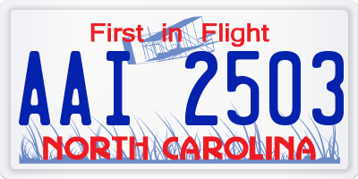 NC license plate AAI2503
