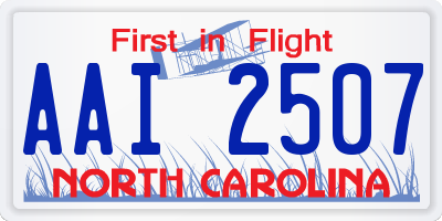 NC license plate AAI2507