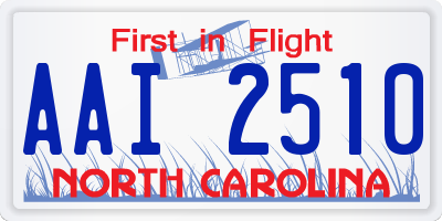 NC license plate AAI2510