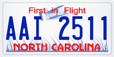 NC license plate AAI2511