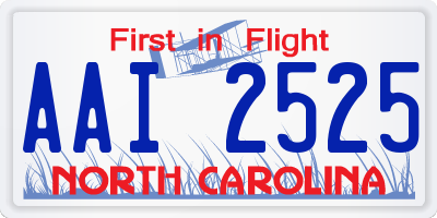 NC license plate AAI2525