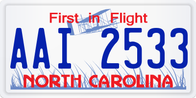 NC license plate AAI2533
