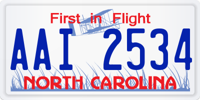 NC license plate AAI2534