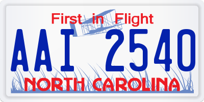 NC license plate AAI2540