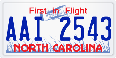 NC license plate AAI2543