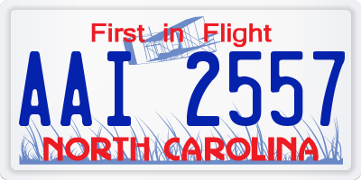 NC license plate AAI2557