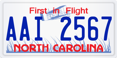 NC license plate AAI2567