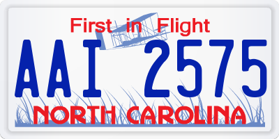 NC license plate AAI2575