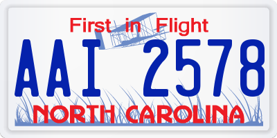 NC license plate AAI2578