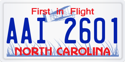 NC license plate AAI2601