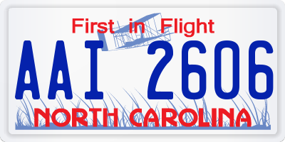 NC license plate AAI2606