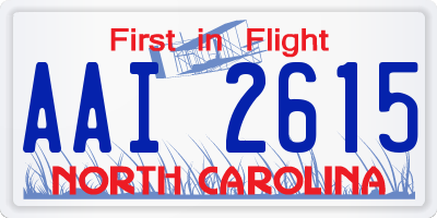 NC license plate AAI2615