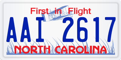 NC license plate AAI2617