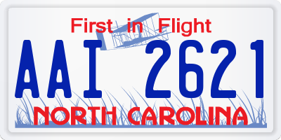 NC license plate AAI2621
