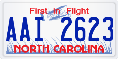 NC license plate AAI2623
