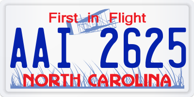 NC license plate AAI2625