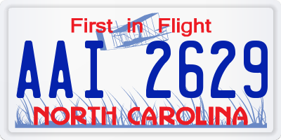 NC license plate AAI2629