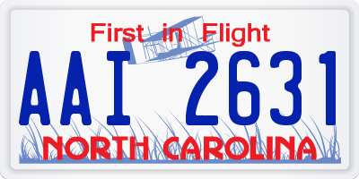 NC license plate AAI2631