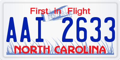 NC license plate AAI2633