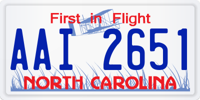 NC license plate AAI2651