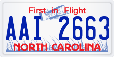 NC license plate AAI2663