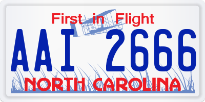 NC license plate AAI2666