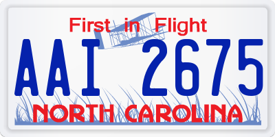 NC license plate AAI2675