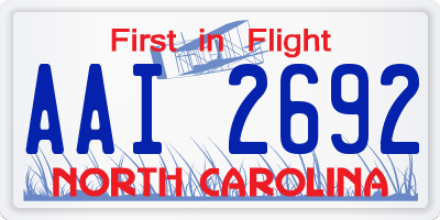 NC license plate AAI2692