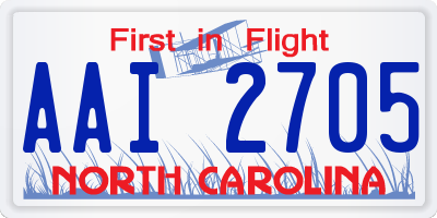 NC license plate AAI2705