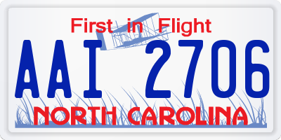 NC license plate AAI2706