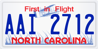 NC license plate AAI2712