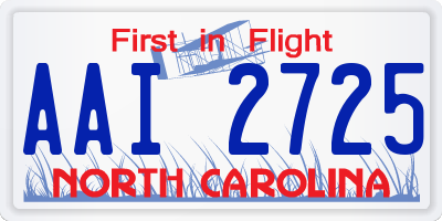 NC license plate AAI2725