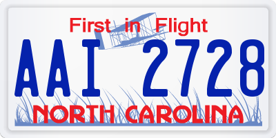 NC license plate AAI2728