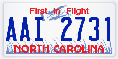 NC license plate AAI2731