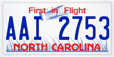 NC license plate AAI2753