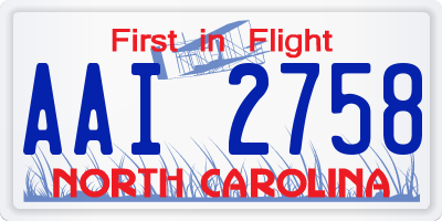 NC license plate AAI2758