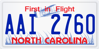 NC license plate AAI2760
