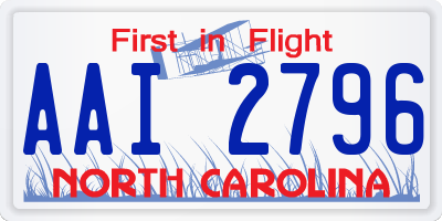 NC license plate AAI2796