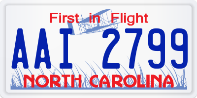 NC license plate AAI2799