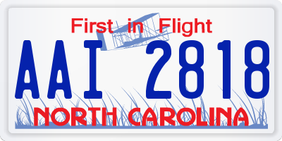 NC license plate AAI2818