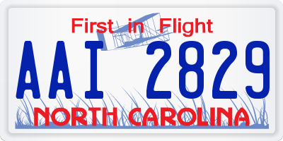 NC license plate AAI2829